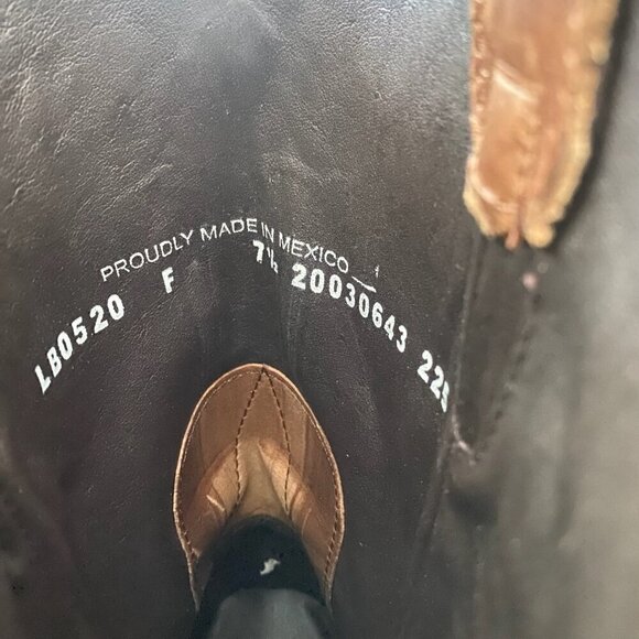 Lane SANDAGA Midi Womens Cowboy Boots 7.5 Cowgirl Western Brown Mid Calf Tall - Picture 9 of 11